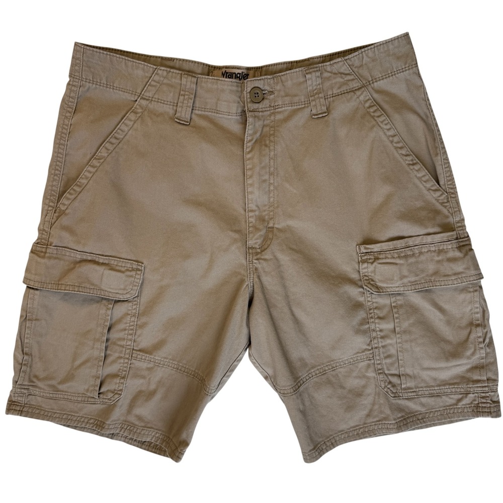 Men Rugged Tan Cargo Shorts 34 Khaki Stretch Cotton Gorp Workwear Hiking Outdoor